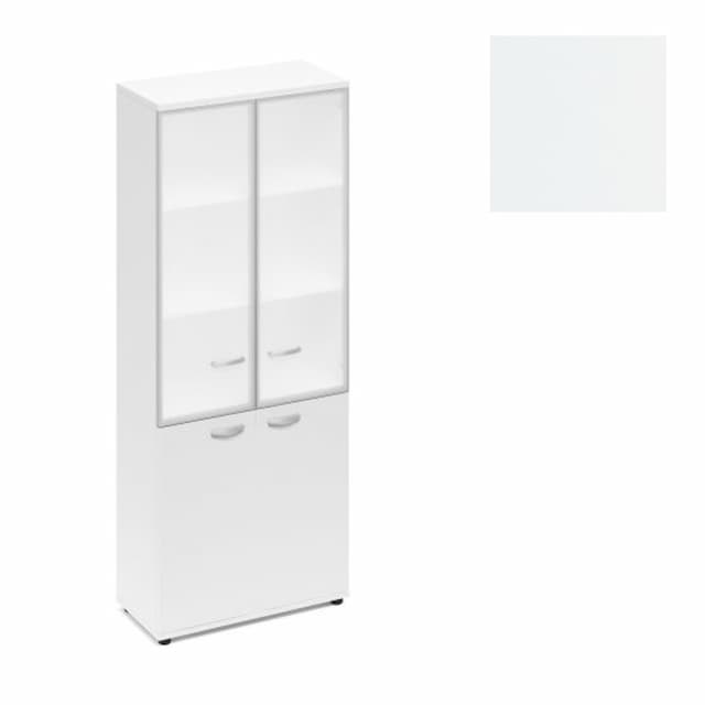 Шкаф со стеклянными дверьми в алюминиевой рамке Юнитекс А4 (78x36.4x193) А4 9380 БП белый премиум