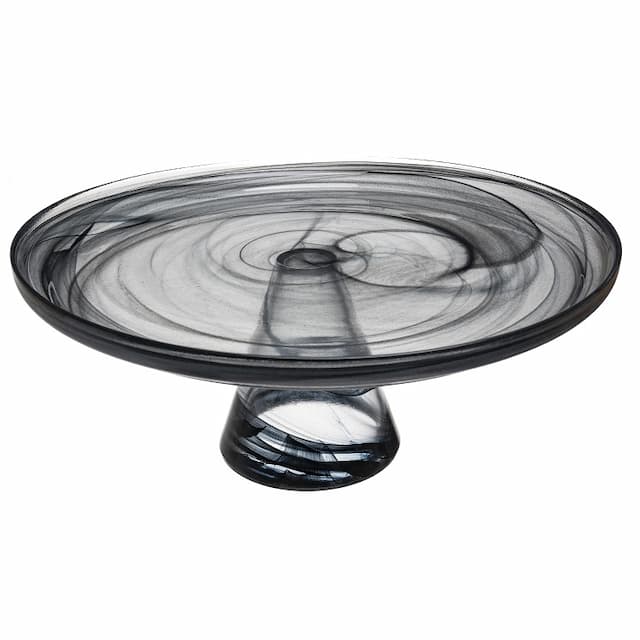 Блюдо для торта на ножке ARDACAM Leona ARD 1475F(2541).43 d 21 см h 9,5 см (стекло, цвет / декор черно-белый)