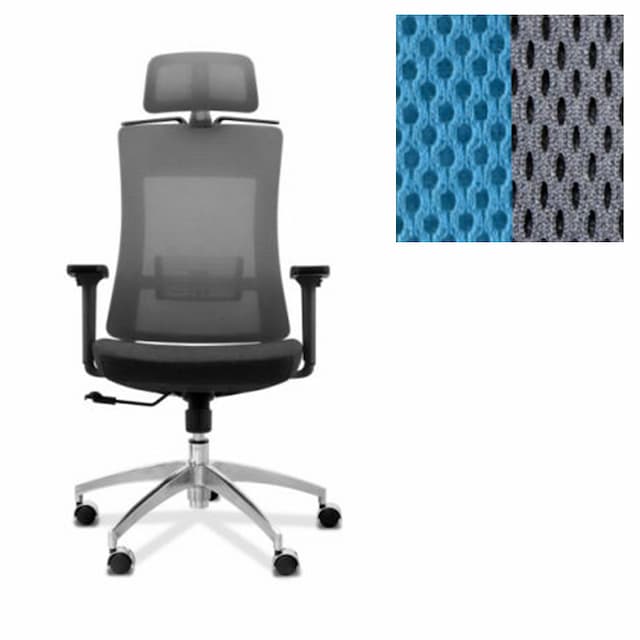 Кресло для персонала Юнитекс Pulse A PS/A/X/SL/3D/h ткань TW голубая/серая