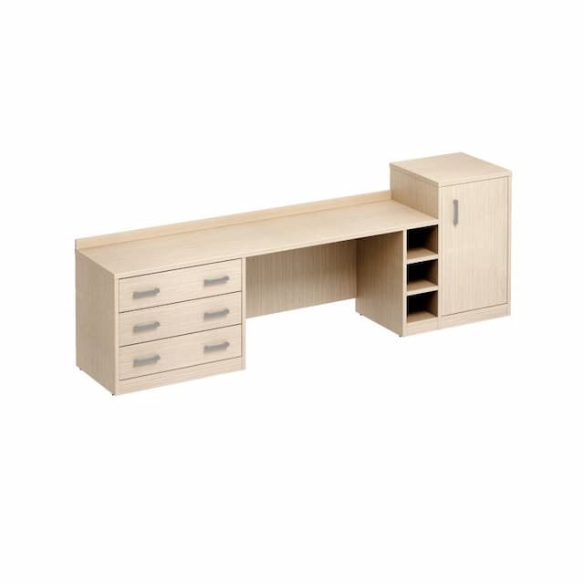 Стол комбинированный с тумбой под минибар и комодом левый Юнитекс КРЕДО КР 631 ДК дуб скандинавский