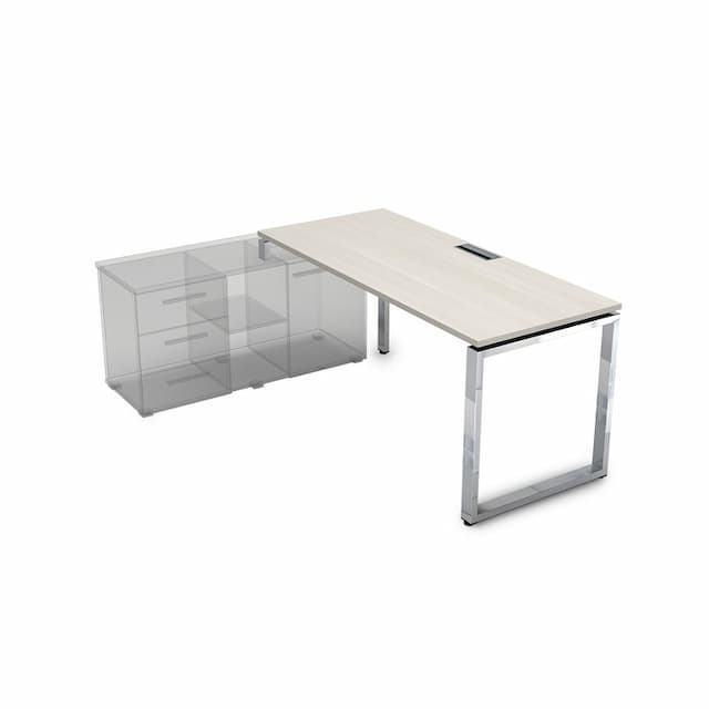 Стол рабочий, прямолинейный, левый АЛСАВ Gloss line НСТЛ-О.979 Ivory/металл глянец