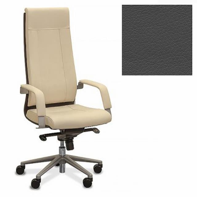 Кресло Юнитекс Торино для руководителя экокожа премиум темно-серая CN1118