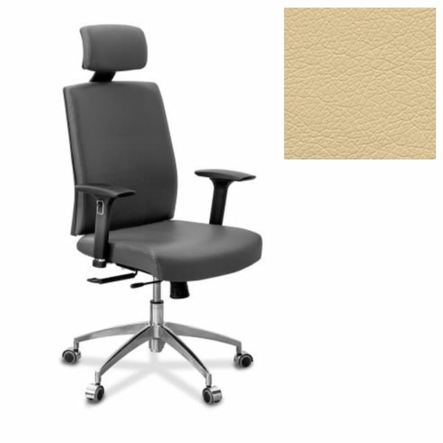 Офисное кресло для персонала Юнитекс Alfa X/SL/3D/H экокожа премиум бежевая CN1123