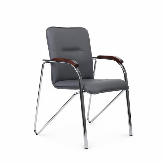 Стул с деревянными подлокотниками Riva Chair Самба (SMB-02H хром гальв.) серый