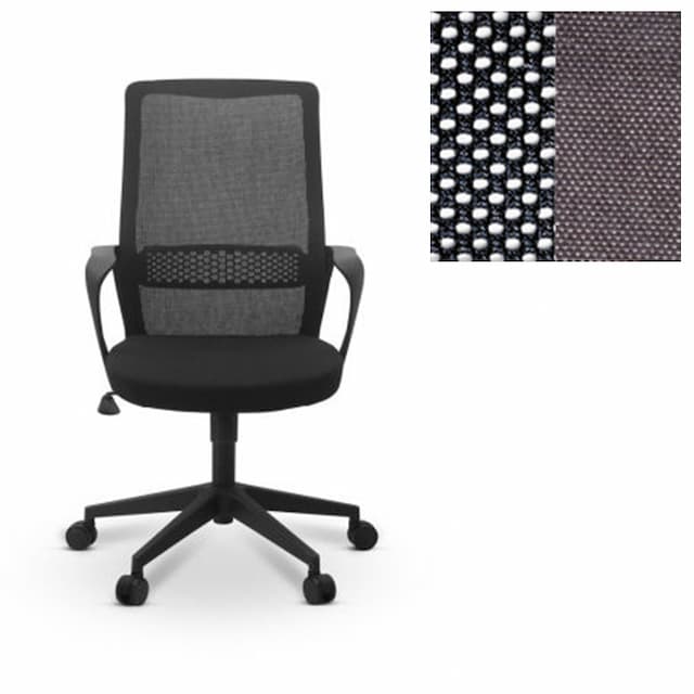 Офисное кресло для персонала Юнитекс Space сетка/ткань Bahama черная/серая
