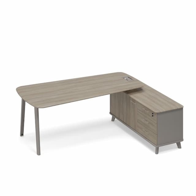 Стол руководителя с опорной тумбой правый (тип 3) Юнитекс ТМ М1 118 МП ВЛ ВЛ мокко премиум (корпус) / вяз либерти (столешница, топ, фасад)