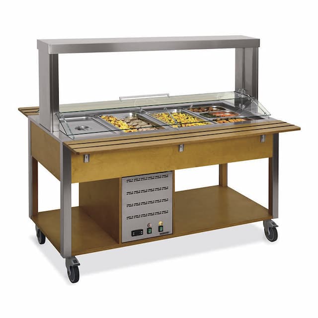 Стол Шведский тепловой (защитное стекло подвижное) MetalCarrelli 6910.5M-R (дуб)